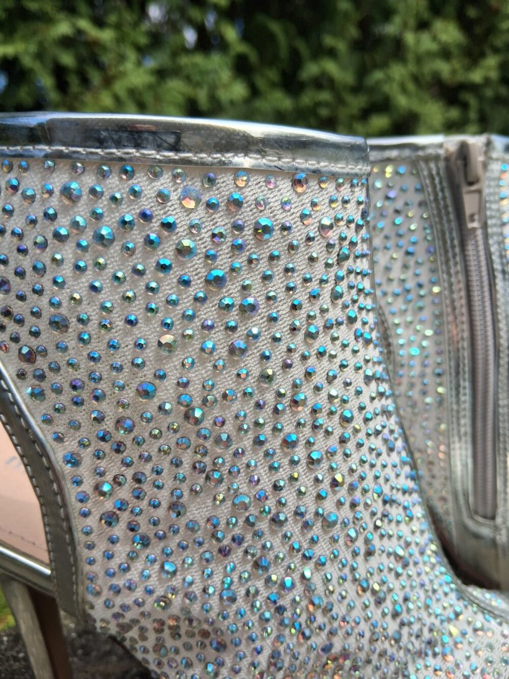 Madden Girl Blue Silver Crystals Ankle Sandals - Sexy - Size 8 Peep-Toe Heels - Picture 8 of 13